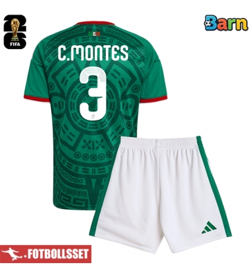 Mexiko Cesar Montes #3 Hemmatröja Barn VM 2026 Kortärmad (+ Korta byxor)
